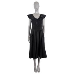 CARVEN in cotone nero con maniche a cappuccio in stile POPLIN MIDI Dress 38 XS
