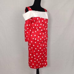 Carven Boutique vestito rosso con pois bianchi vintage anni 1970s