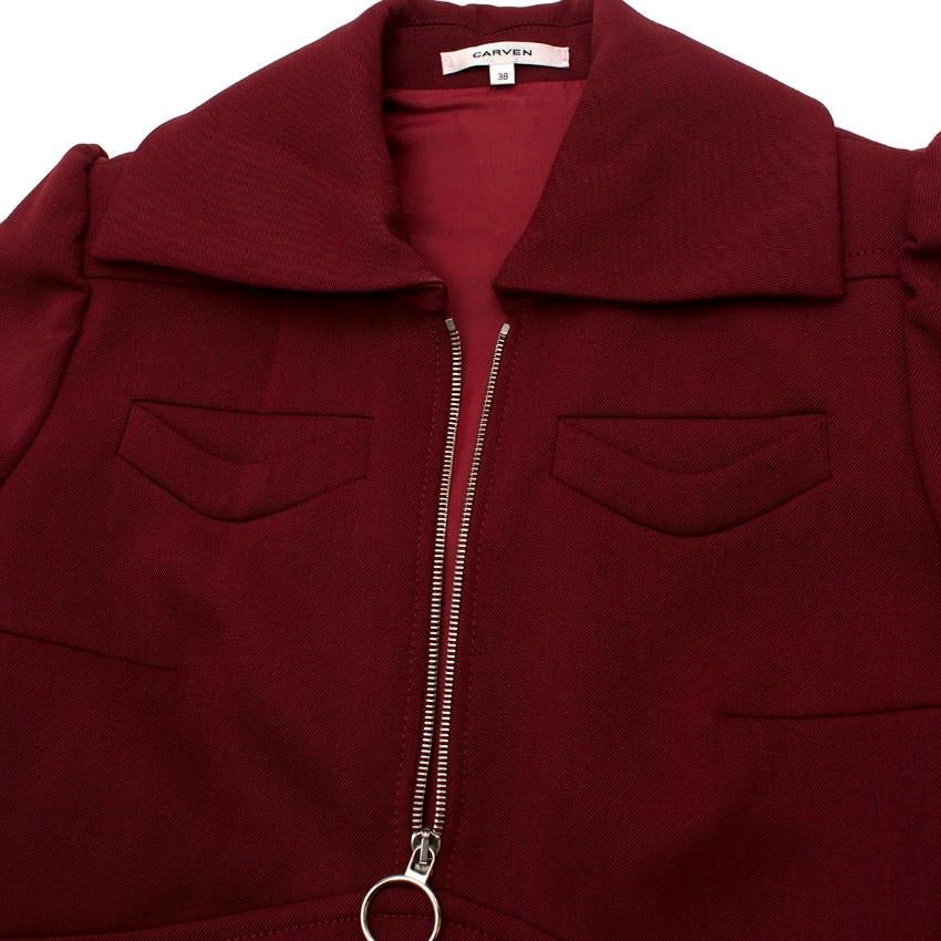 Carven Burgundy Zip-Front Dress im Zustand „Hervorragend“ im Angebot in London, GB