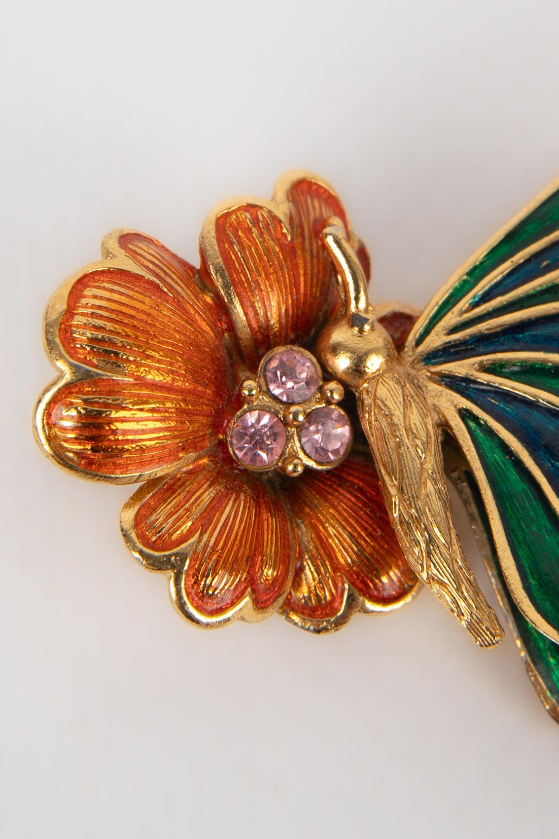 Carven Butterfly Brooch with Enamel In Excellent Condition For Sale In SAINT-OUEN-SUR-SEINE, FR