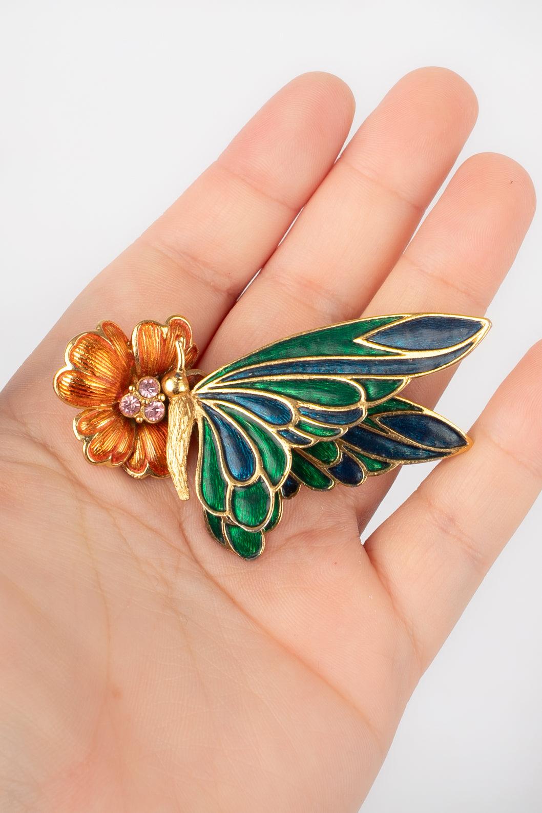 Carven Butterfly Brooch with Enamel For Sale 2
