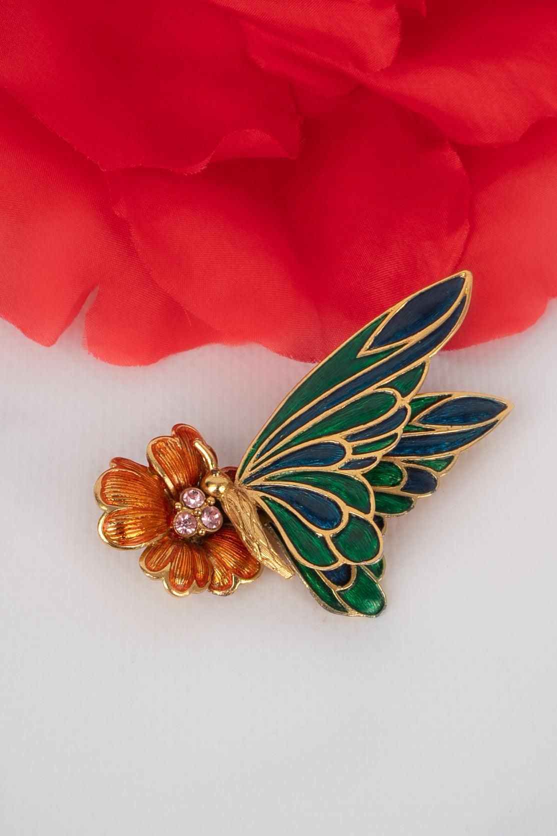 Carven Butterfly Brooch with Enamel For Sale 3