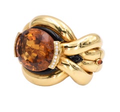 Carven Citrine Jade and Diamond Bangle