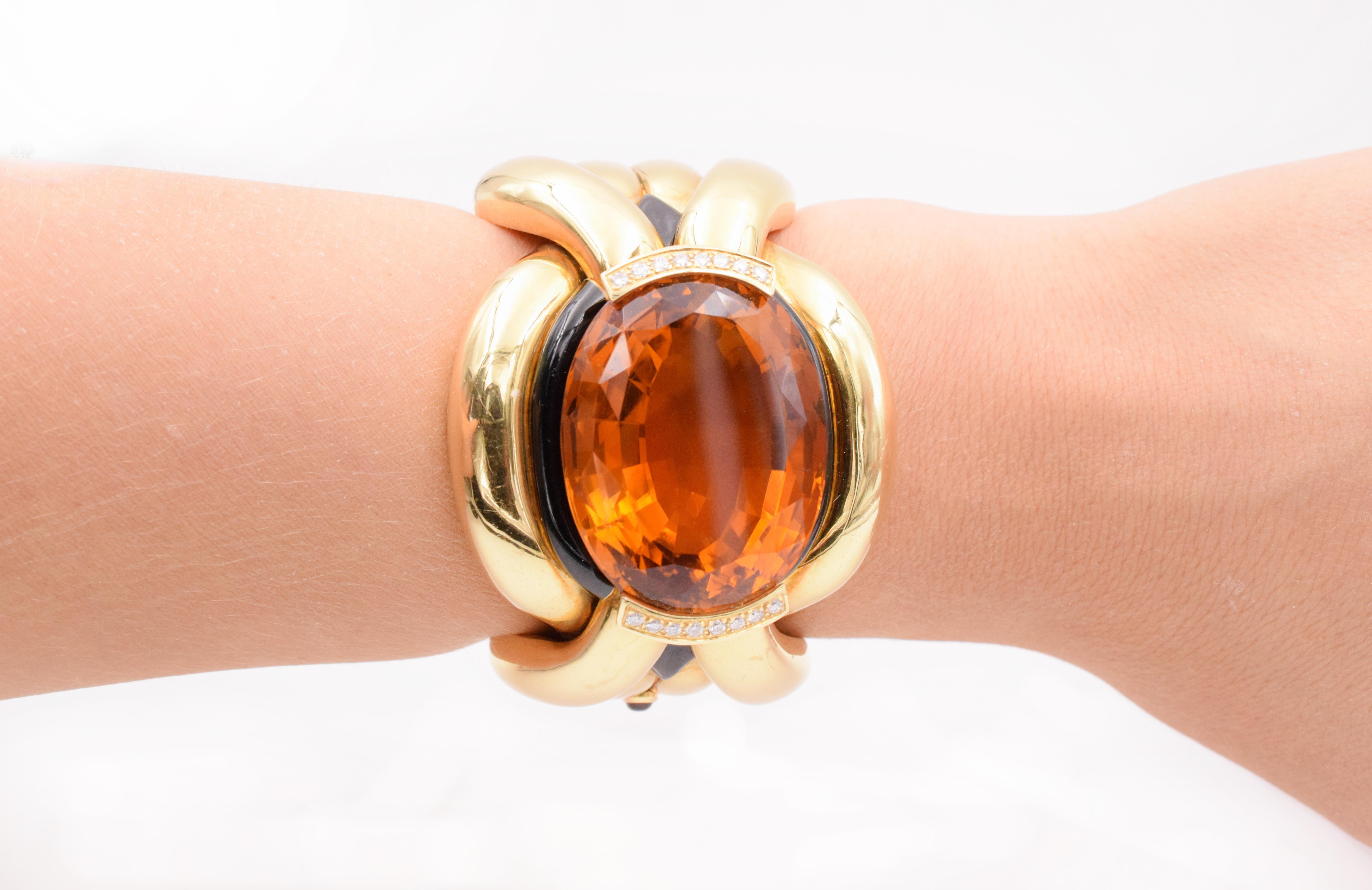 Carven Citrine l and Diamond Bangle In Excellent Condition In New York, NY