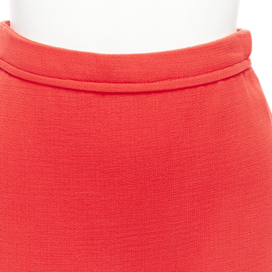 CARVEN coral orange viscose virgin wool frill hem mini skirt IT38 XS For Sale 2