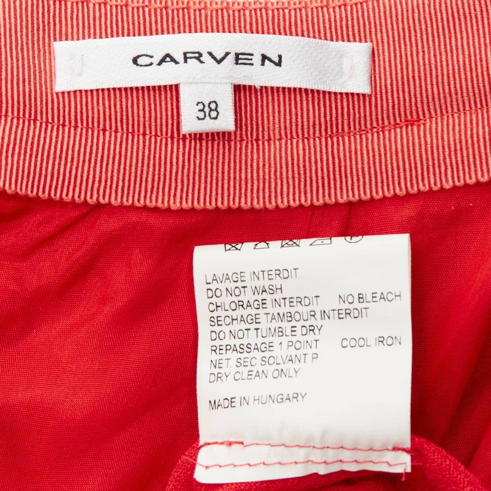 CARVEN coral orange viscose virgin wool frill hem mini skirt IT38 XS For Sale 3