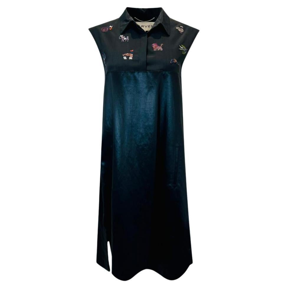 Carven Embroidered Silk & Cotton Dress For Sale