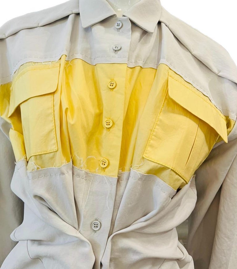 コレクションモデル✨CARVEN Gathered Shirt Dress 34 Carven Gathered Shirt Dress For Sale at 1stDibs