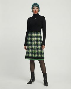 CARVEN handwoven houndstooth tweed midi skirt 1960