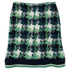 Jupe midi en tweed pied-de-poule tissé à la main par Carven 1960