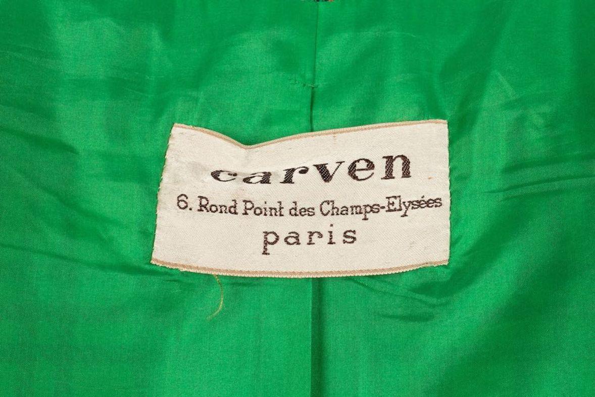 Carven Haute Couture Anzug aus Wolle und Seidenfutter, 1960 im Angebot 6