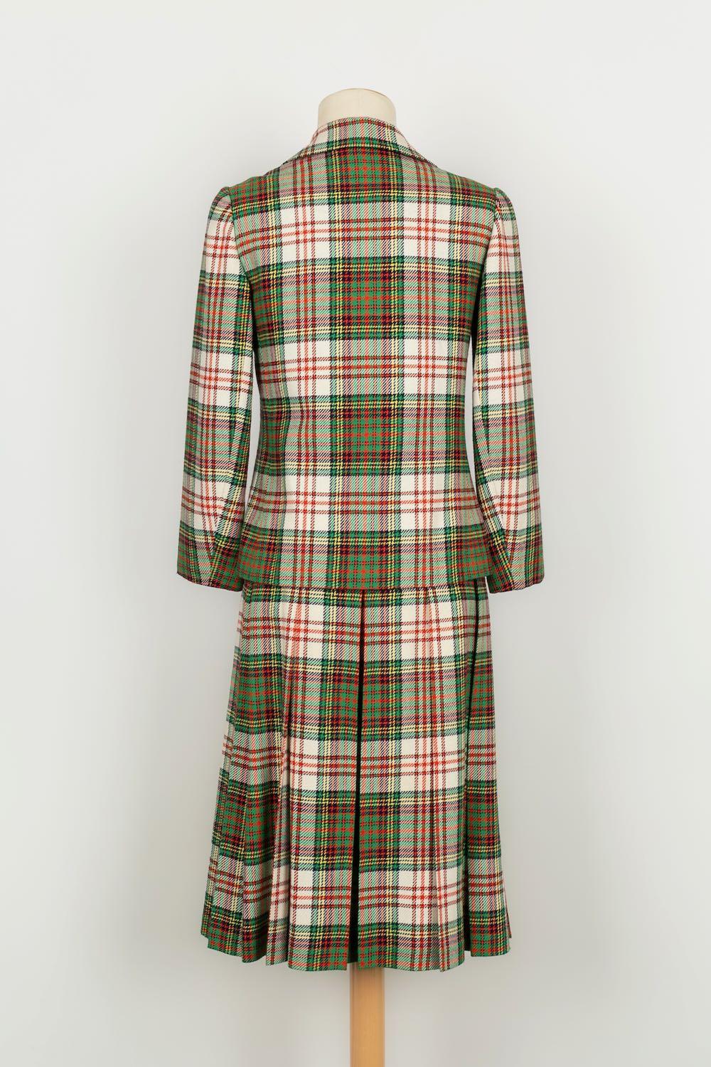 Carven Haute Couture Anzug aus Wolle und Seidenfutter, 1960 (Braun) im Angebot