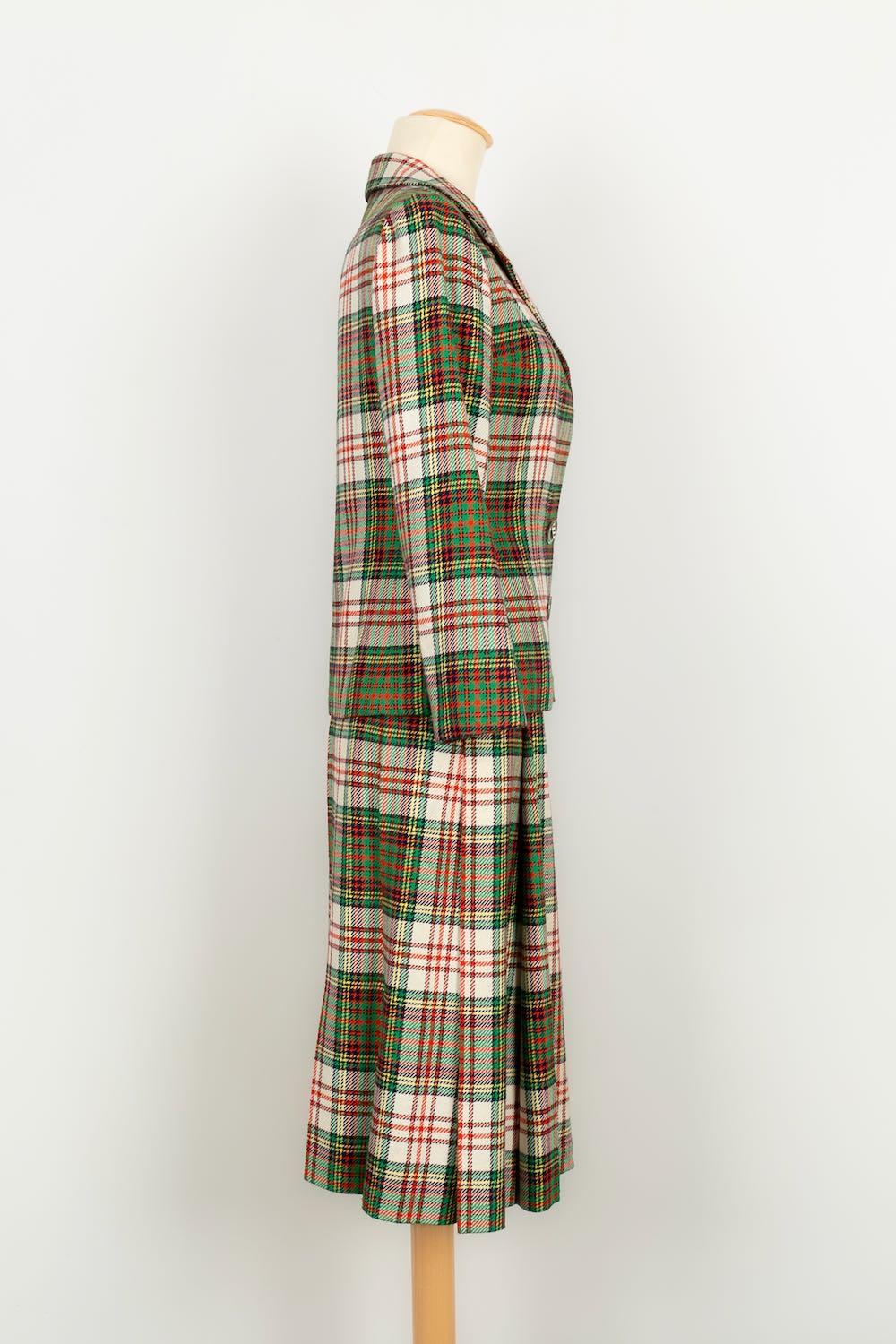 Carven Haute Couture Anzug aus Wolle und Seidenfutter, 1960 im Zustand „Relativ gut“ im Angebot in SAINT-OUEN-SUR-SEINE, FR