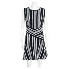 Carven Monochrome Textured Cutout Back Detail Sleeveless Dress L