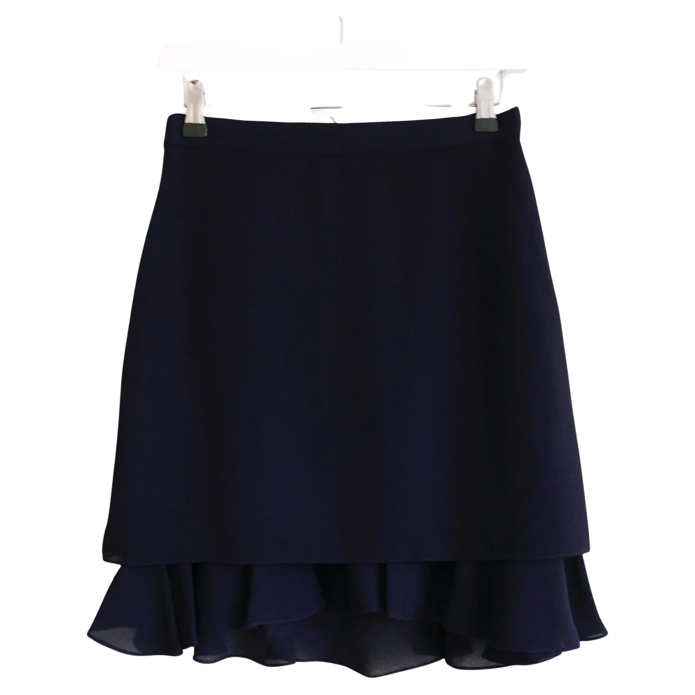 Carven navy crepe frill hem mini skirt For Sale