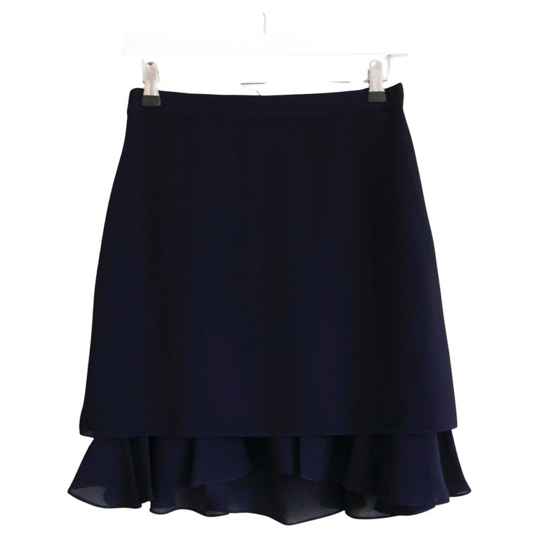 Minigonna con orlo a balze in crepe di Carven, colore blu in