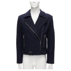 Carven giacca da motociclista classica in cotone testurizzato navy IT50 L.
