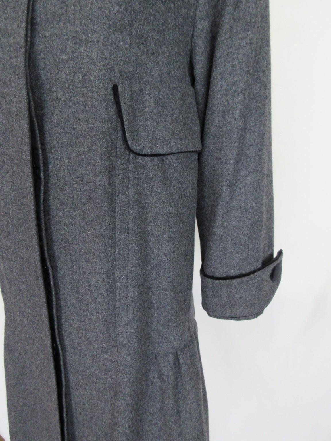 Black Carven Paris Grey Wool black Velvet Coat  For Sale