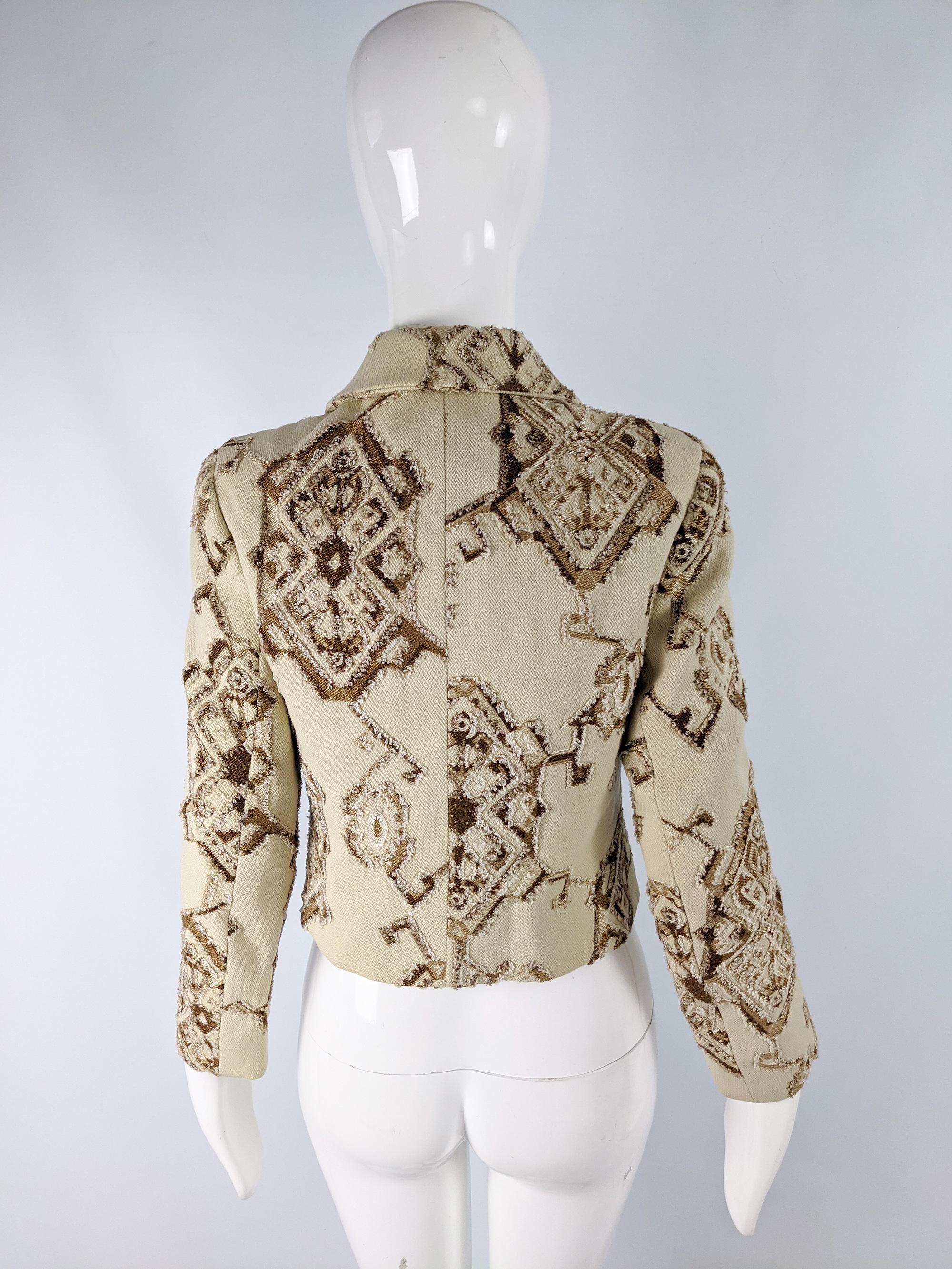 Women's Carven Paris Vintage Cream Wool Tapestry Brocade Womens Tailored Jacket, 1960s For Sale