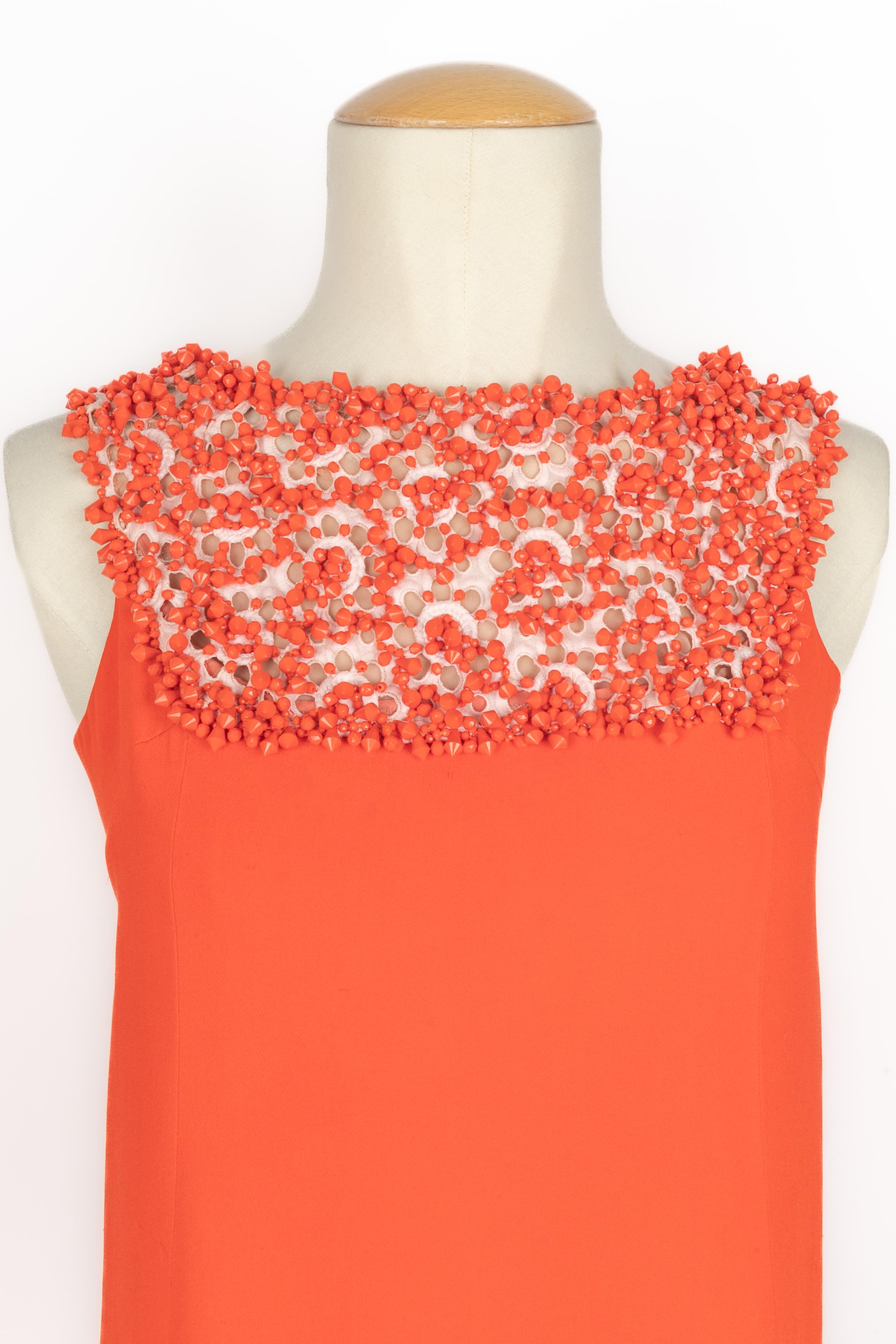 Carven Perlenkleid 1960er Jahre (Rot) im Angebot