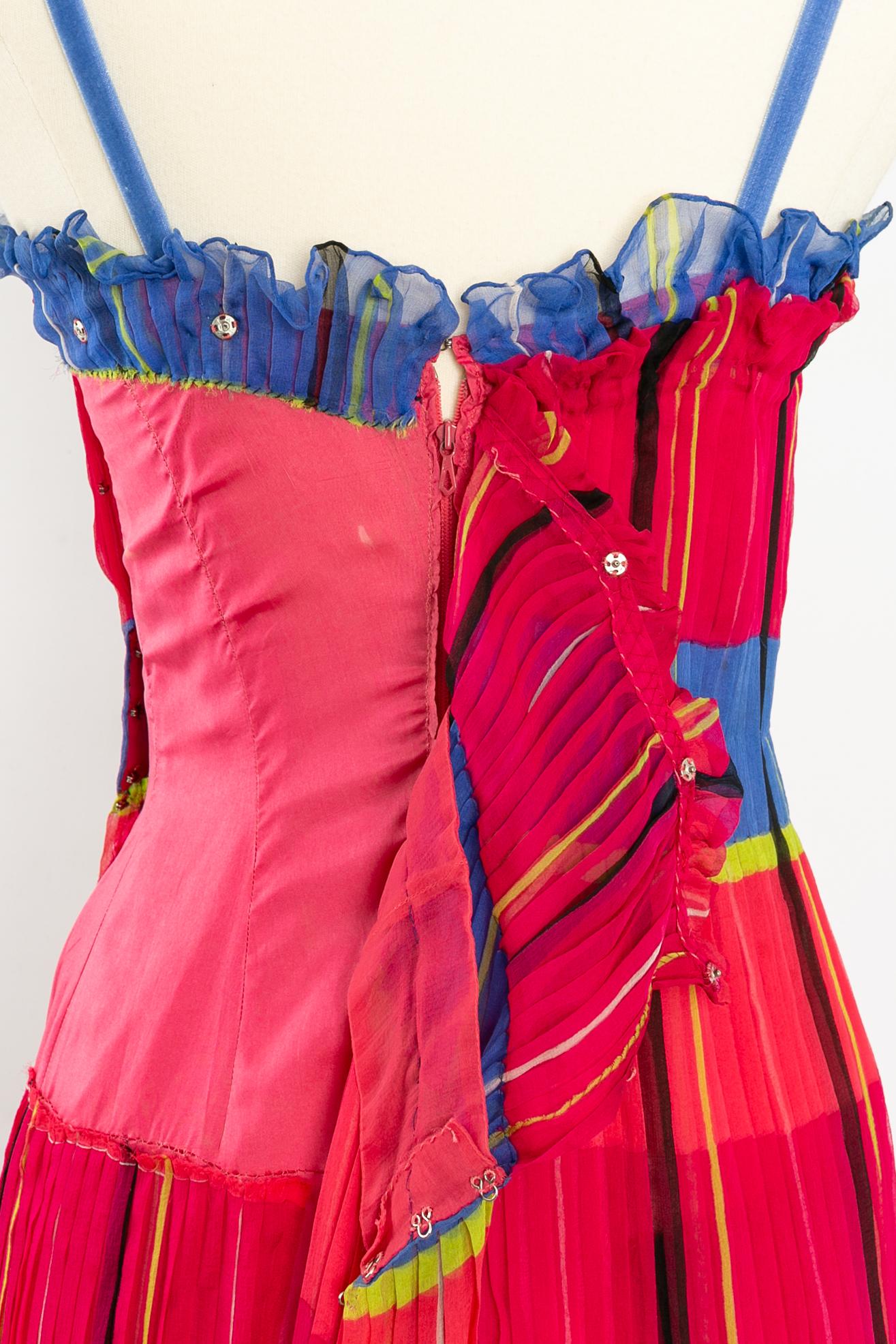 Carven pleated silk strapless dress For Sale 5