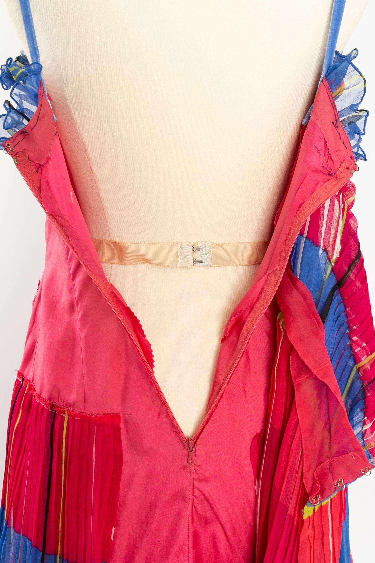 Carven pleated silk strapless dress For Sale 2