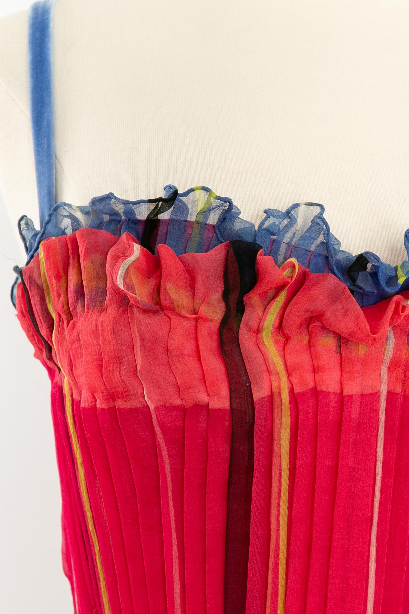 Carven pleated silk strapless dress For Sale 4