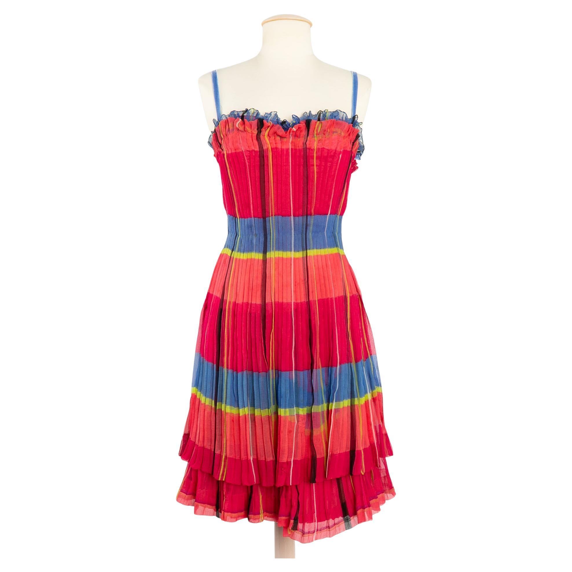 Carven pleated silk strapless dress For Sale