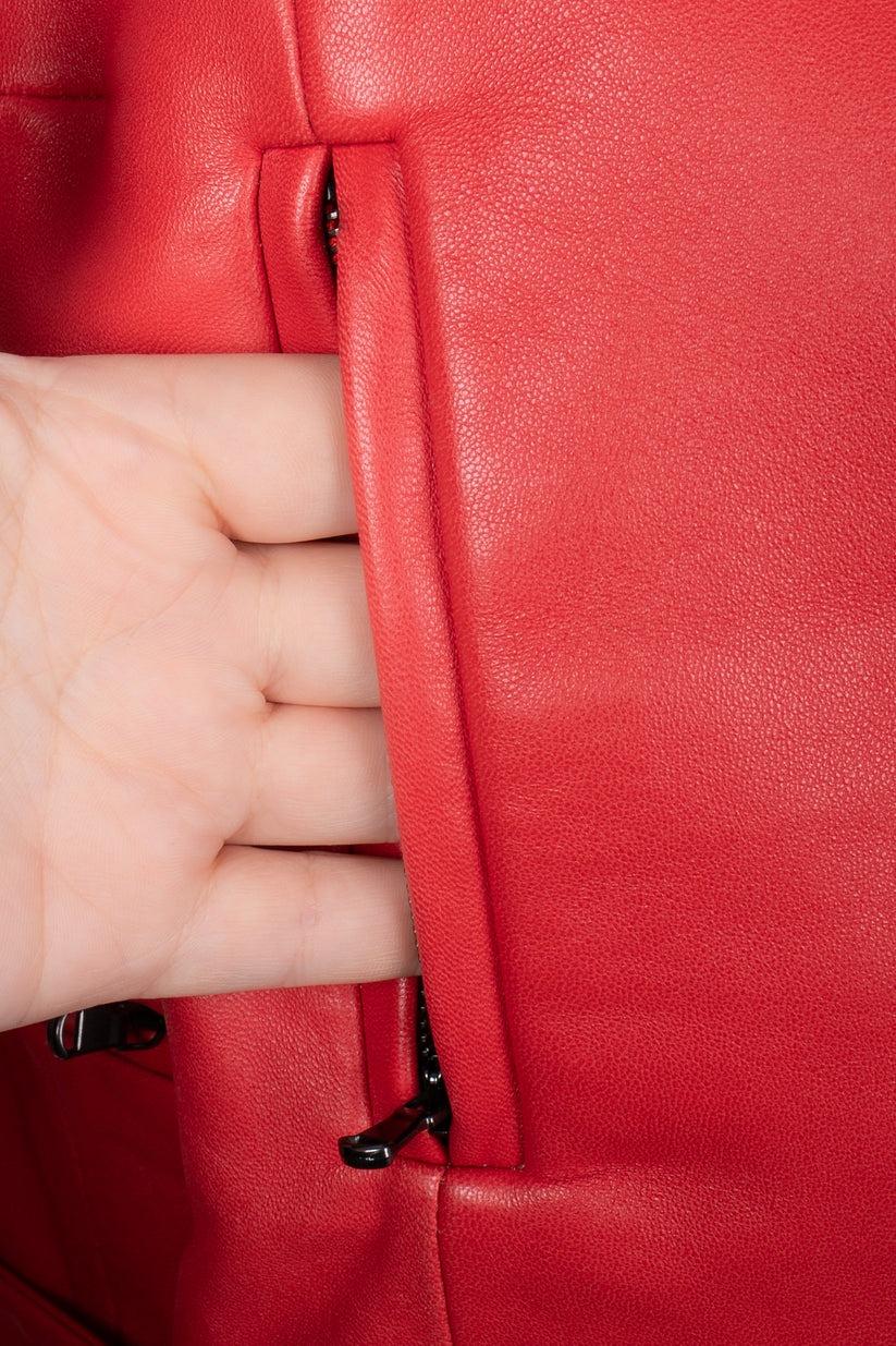 Carven Red Lamb Leather Jacket For Sale 2