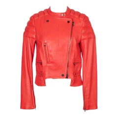 Carven Rote Lammlederjacke