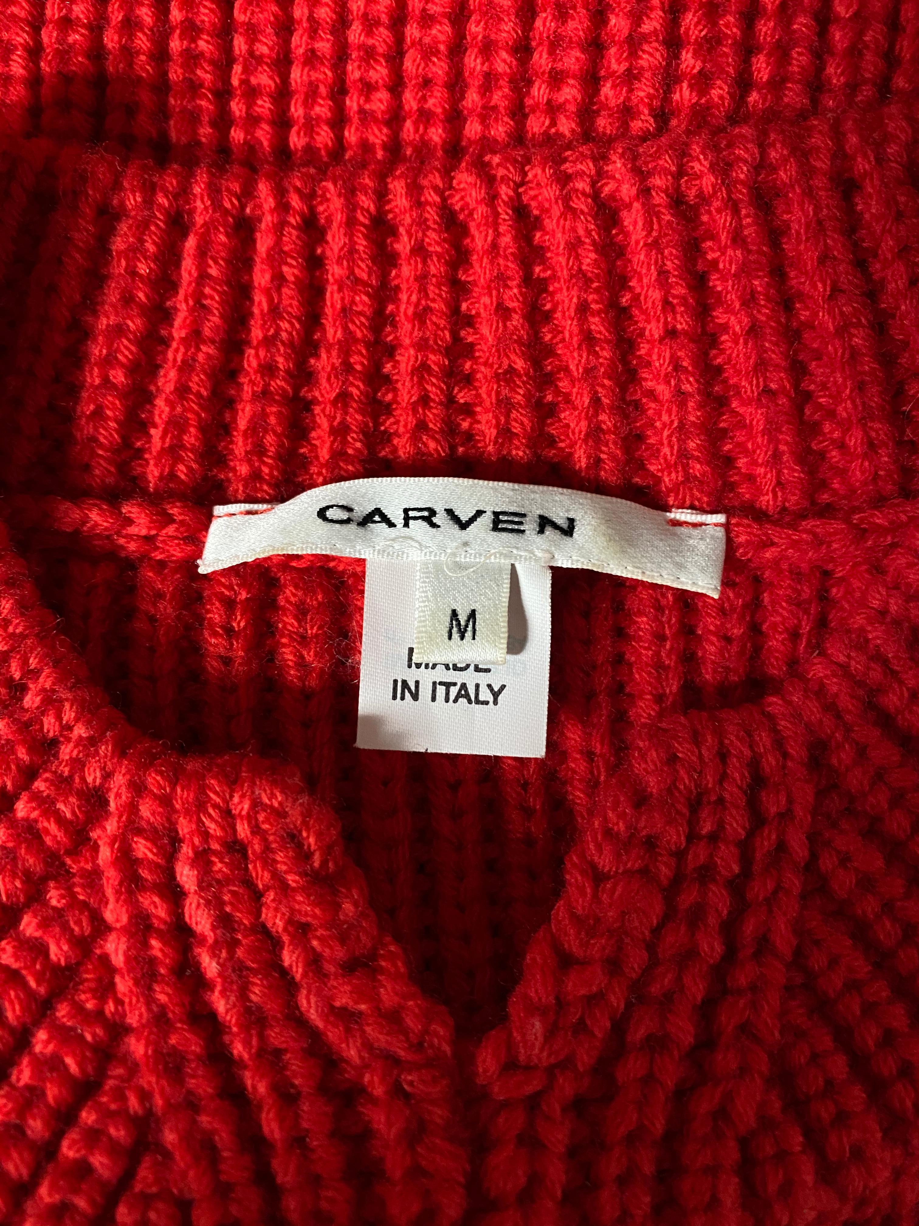 Women's or Men's Carven Red Wool Knit Sweater Vest, Size Medium For Sale