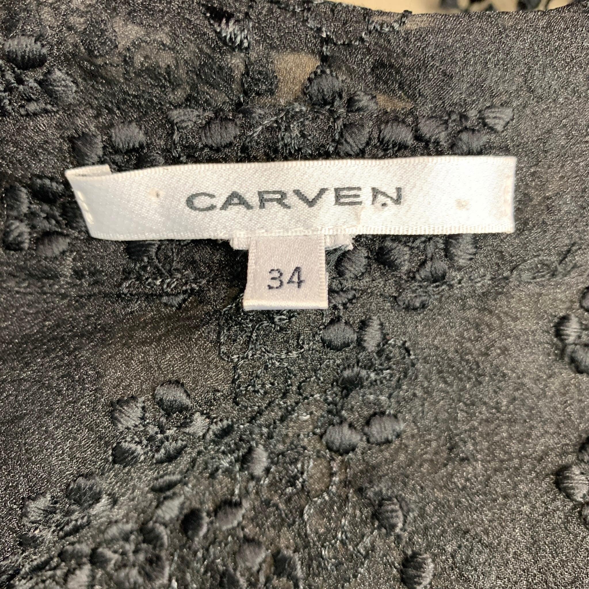 CARVEN Size 2 Black Lace Button Up Shirt 1