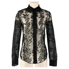 CARVEN Size 2 Black Lace Button Up Shirt