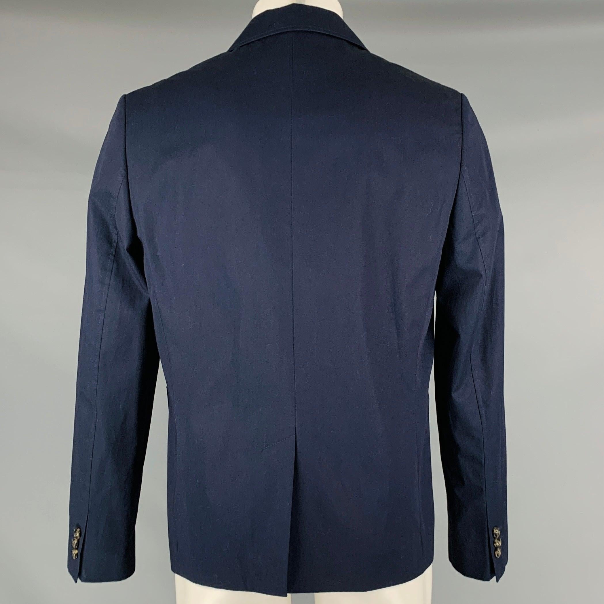 CARVEN Größe 40 Marineblaue einreihige Jacke aus Baumwolle Herren im Angebot