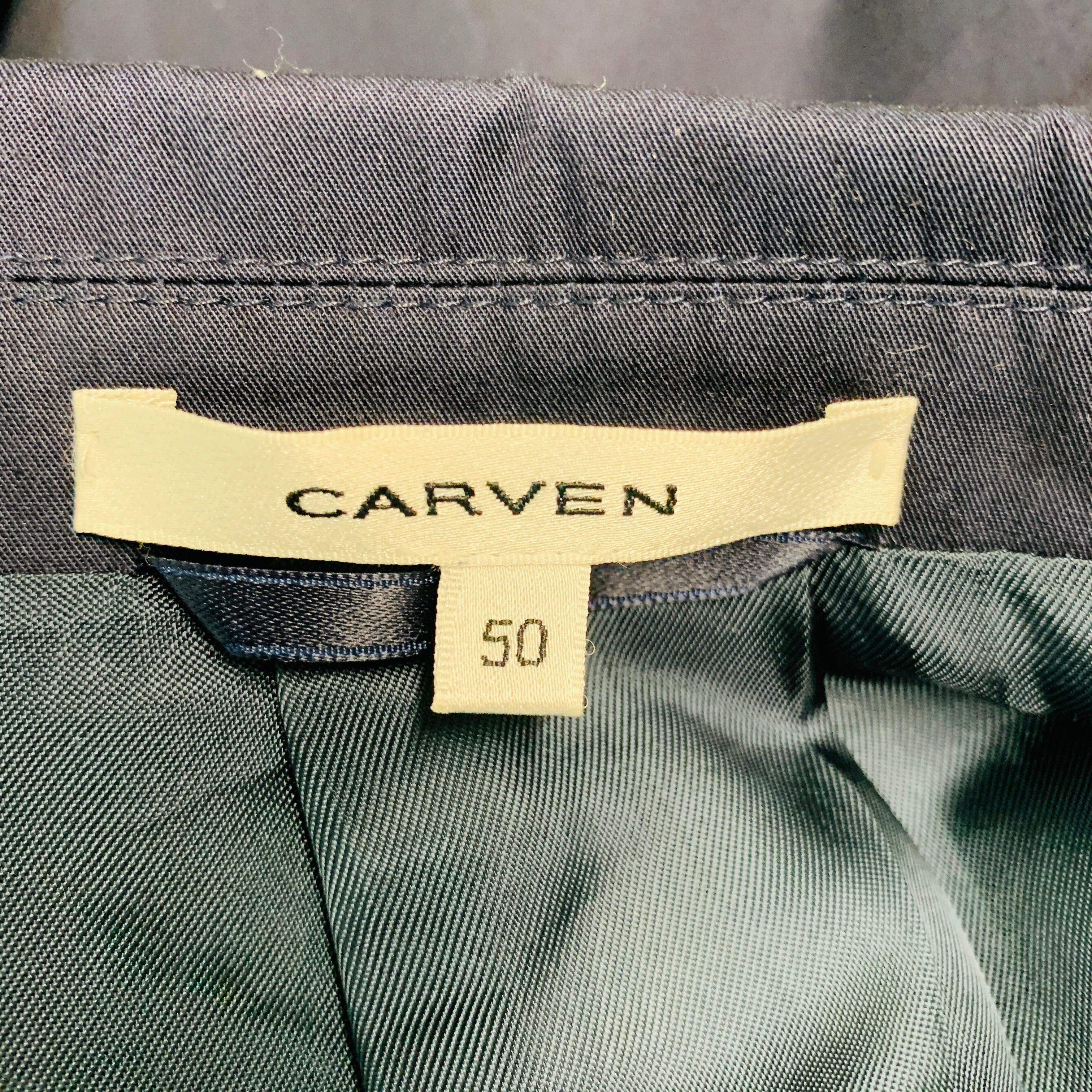 CARVEN Größe 40 Marineblaue einreihige Jacke aus Baumwolle im Angebot 1
