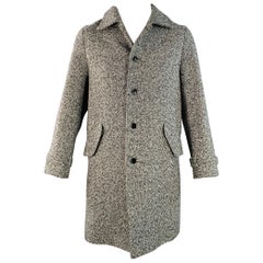 CARVEN Size 42 Grey Black Tweed Wool Blend Single Breasted Flap Pockets Coat