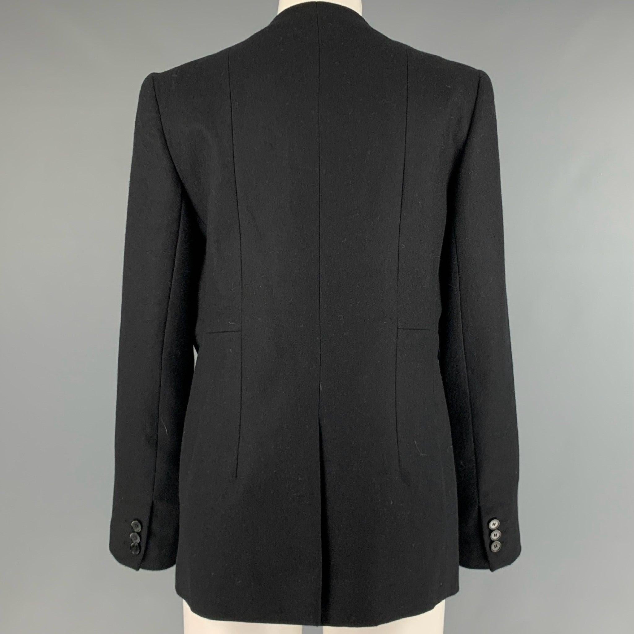 Women's CARVEN Size L Black Wool Double Breasted Jacket