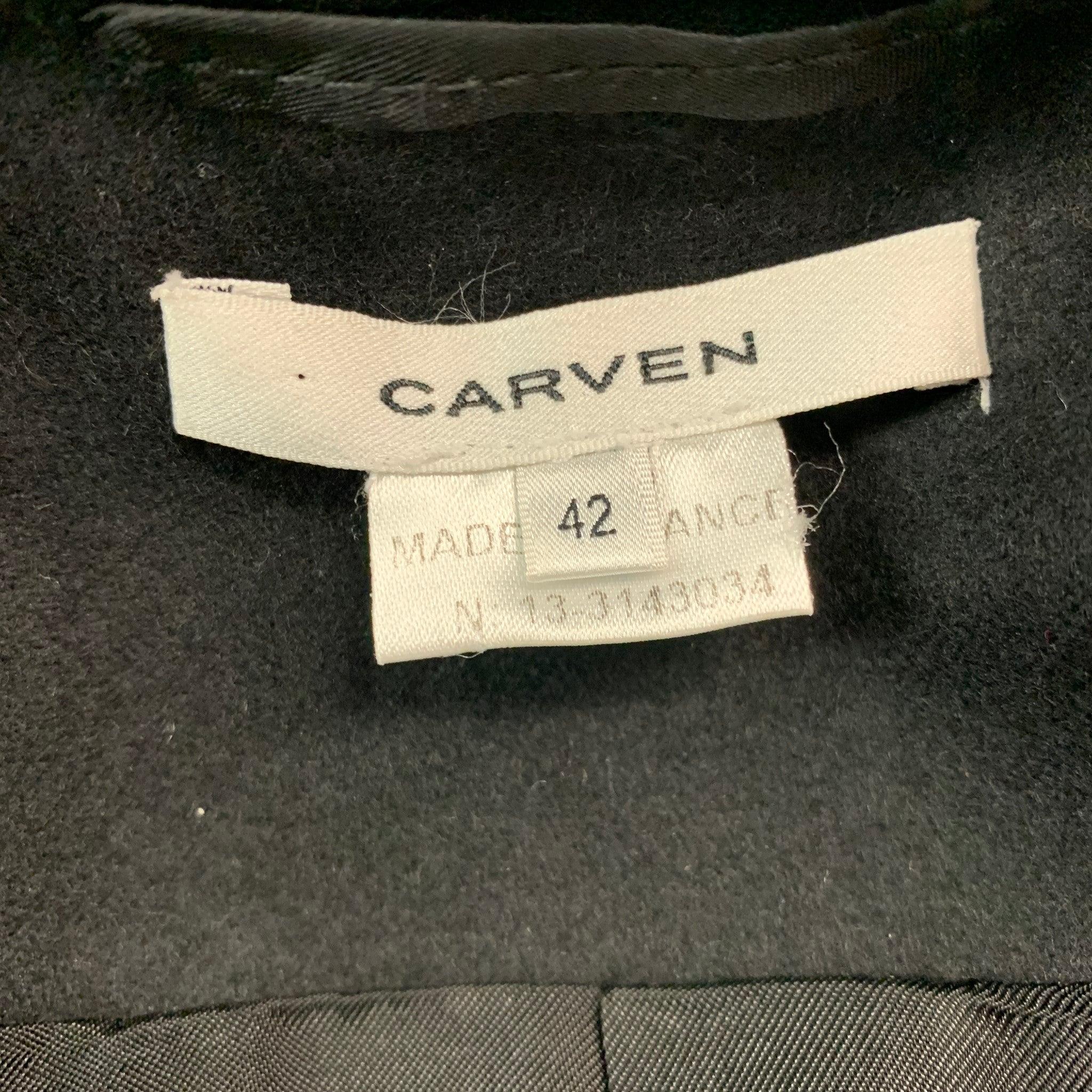 CARVEN Size L Black Wool Double Breasted Jacket 1