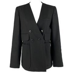 CARVEN Size L Black Wool Double Breasted Jacket