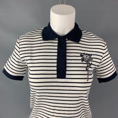 Polo CARVEN S.S. White Navy in cotone ed elastan a righe
