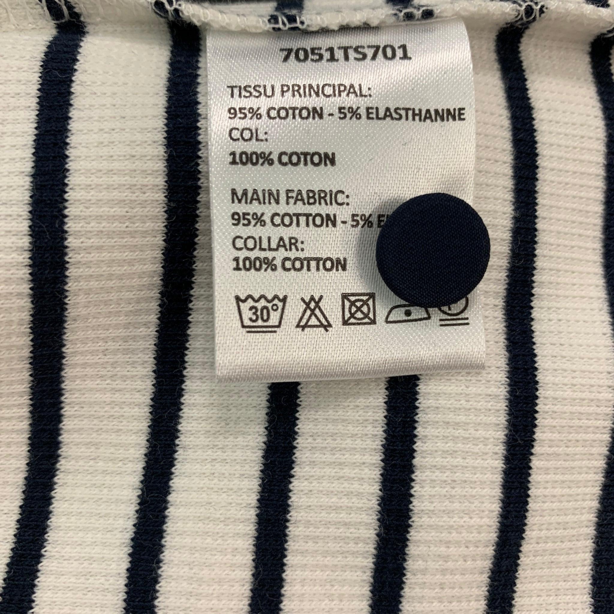 CARVEN Size S White Navy Cotton Elastane Stripe Polo Shirt 2