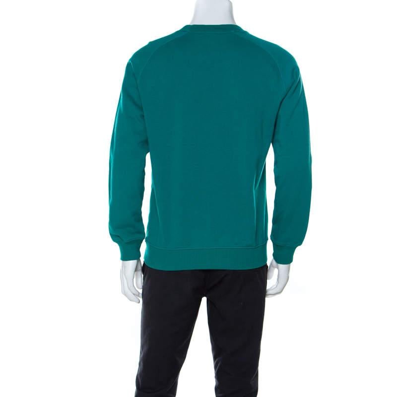 Carven Teal Green Cotton Cutout Detail Sweatshirt L In Good Condition In Dubai, Al Qouz 2