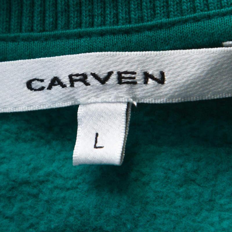 Carven Teal Green Cotton Cutout Detail Sweatshirt L 1