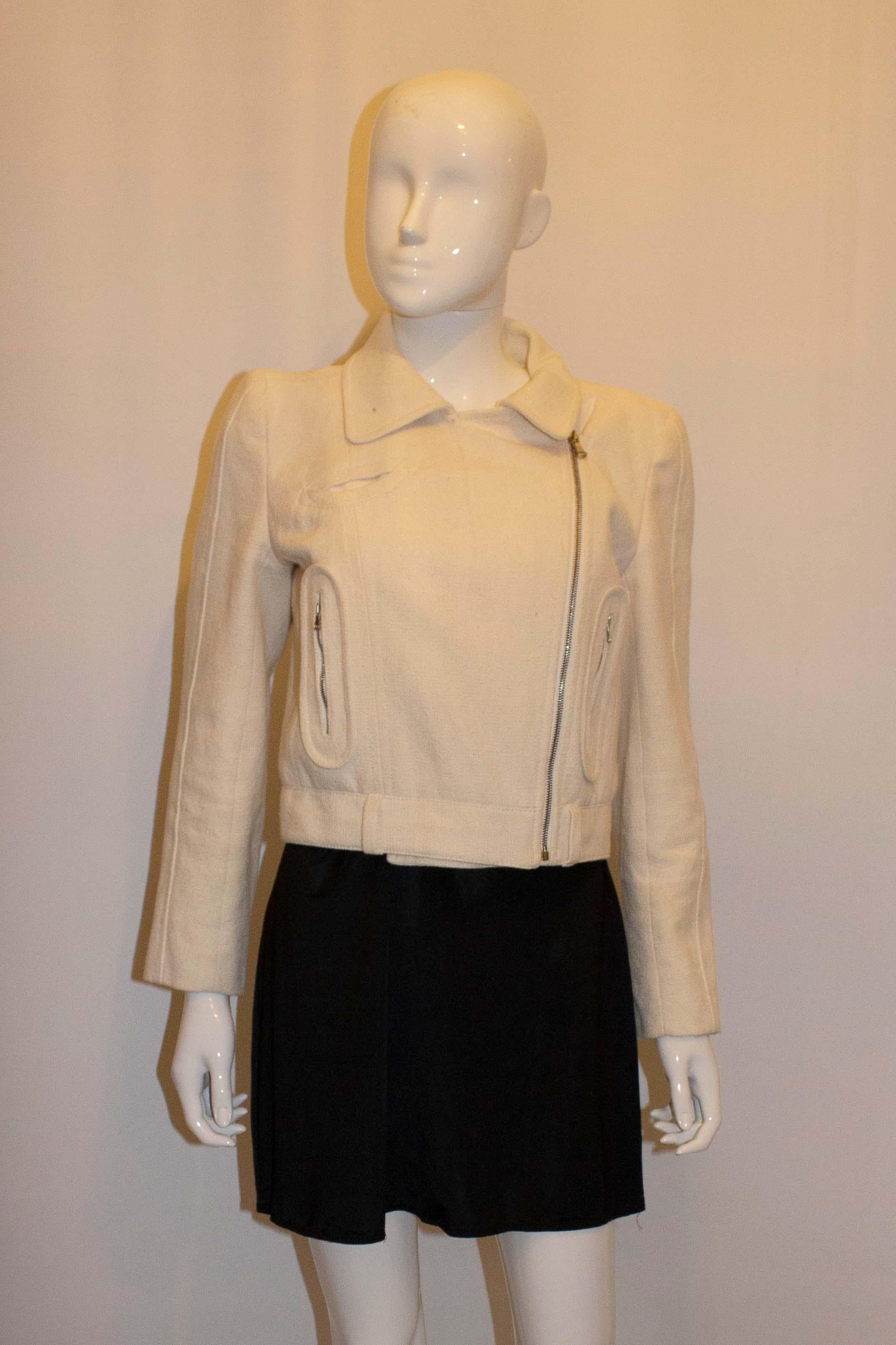 Carven White Cotton Jacket In Good Condition For Sale In London, GB