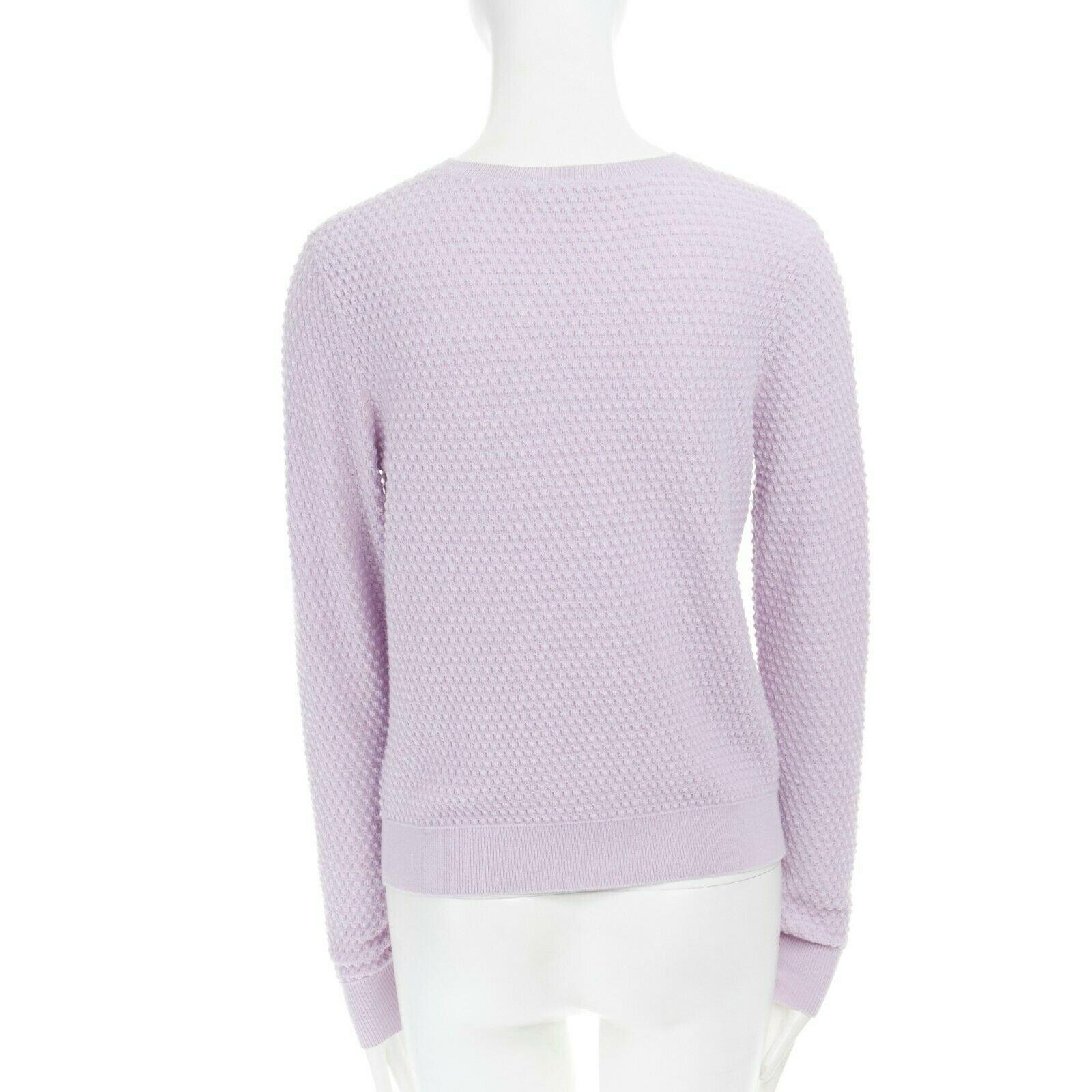 Gray CARVEN wool blend pastel lilac purple textured knit long sleeve sweater top M