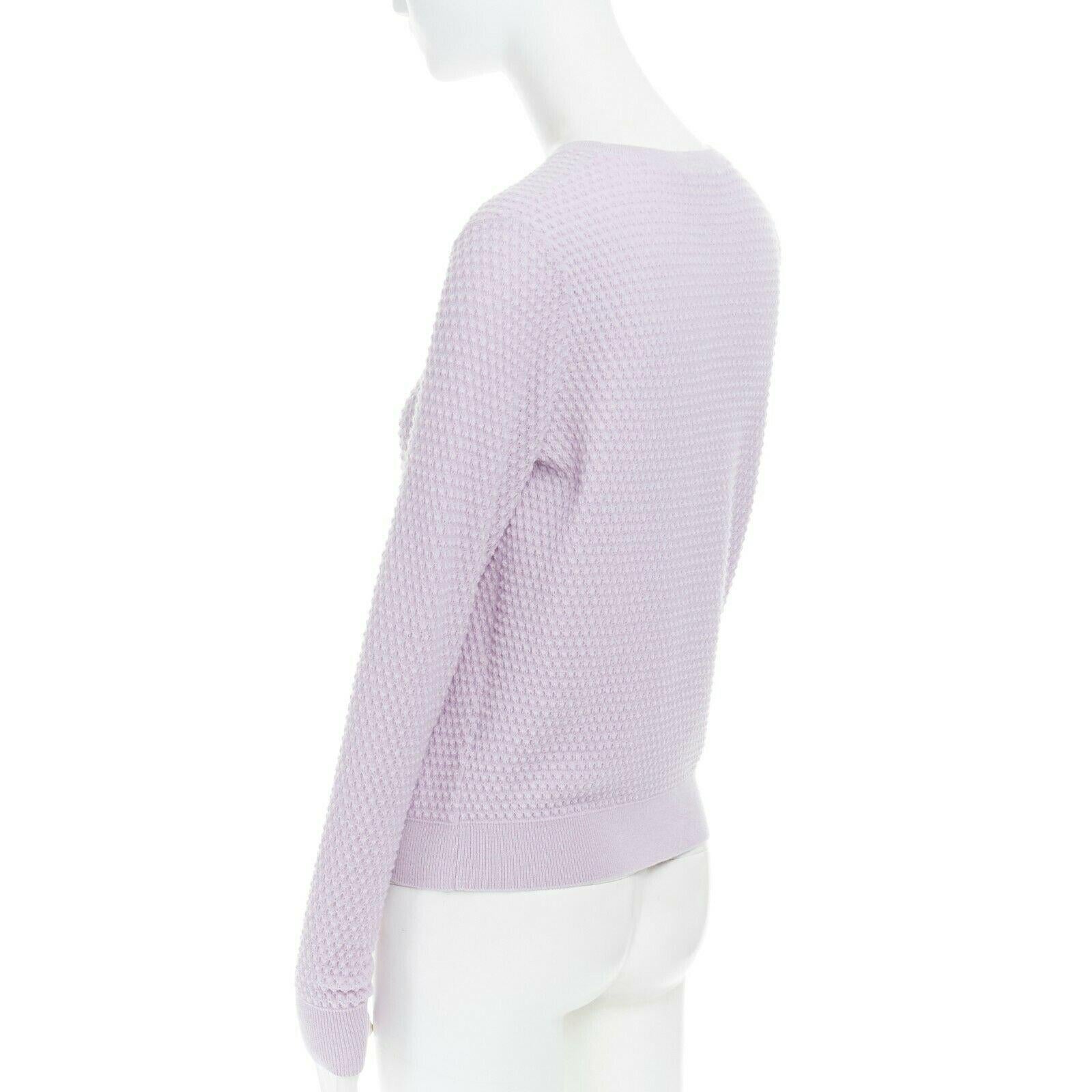 CARVEN wool blend pastel lilac purple textured knit long sleeve sweater top M In Good Condition In Hong Kong, NT