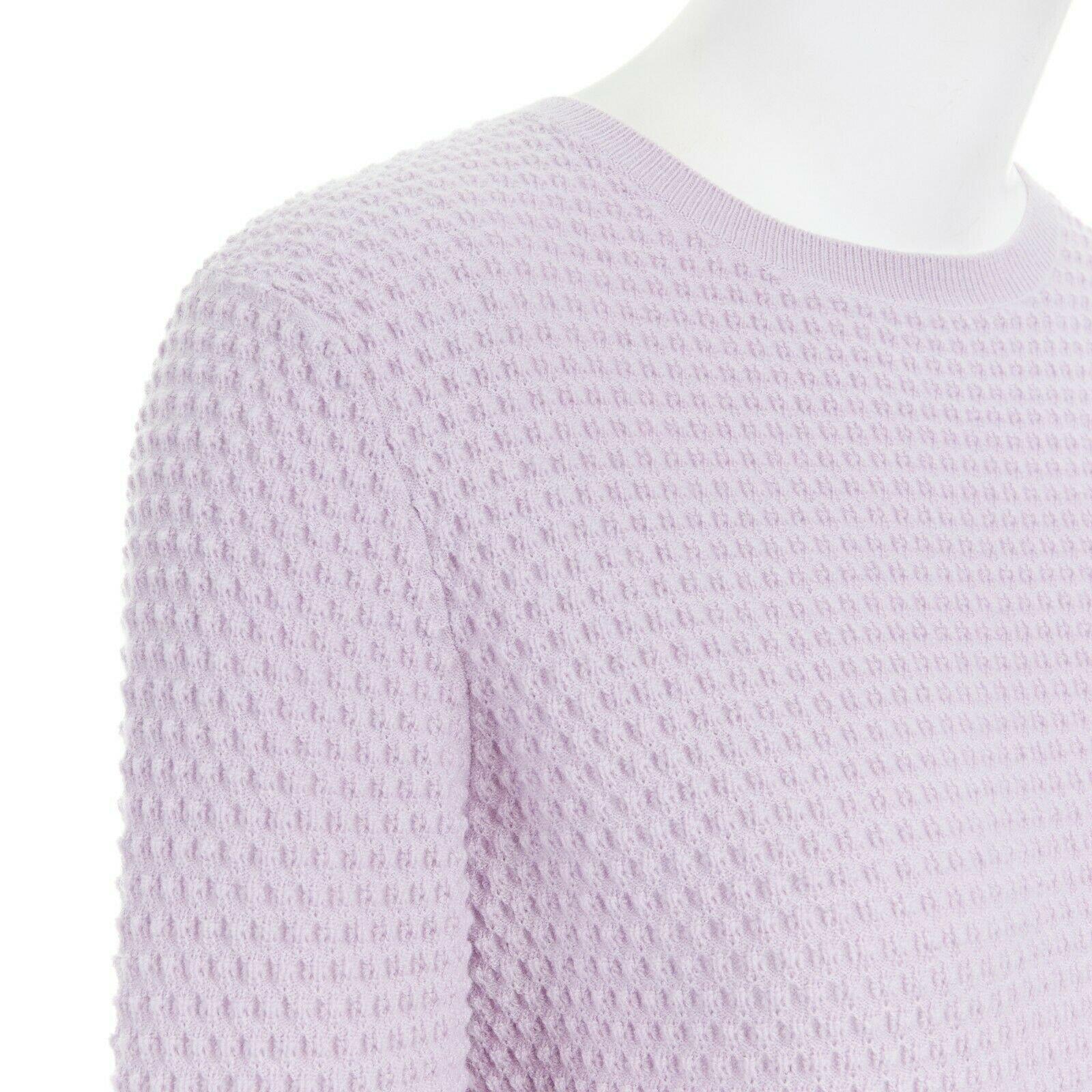 Women's CARVEN wool blend pastel lilac purple textured knit long sleeve sweater top M