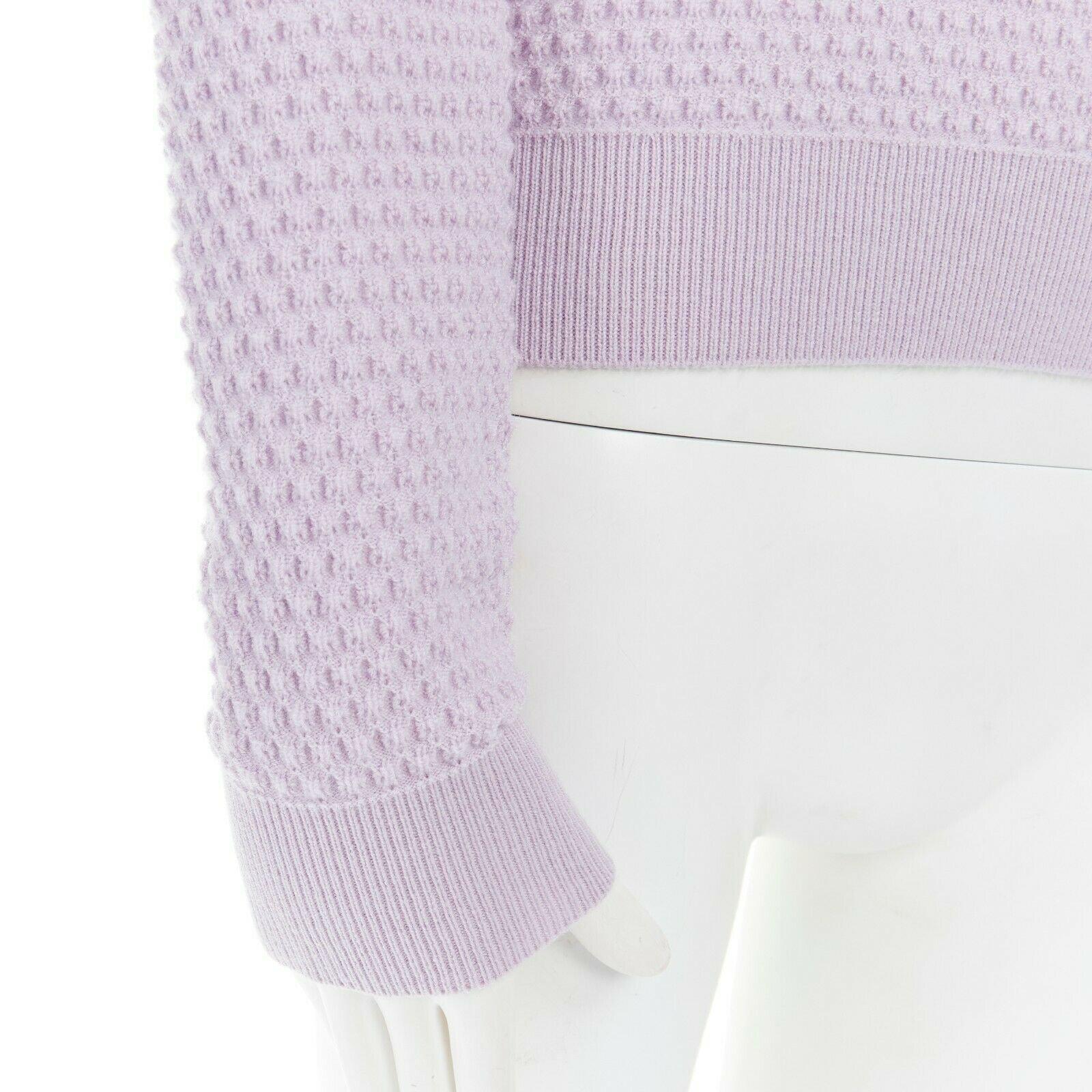 CARVEN wool blend pastel lilac purple textured knit long sleeve sweater top M 1