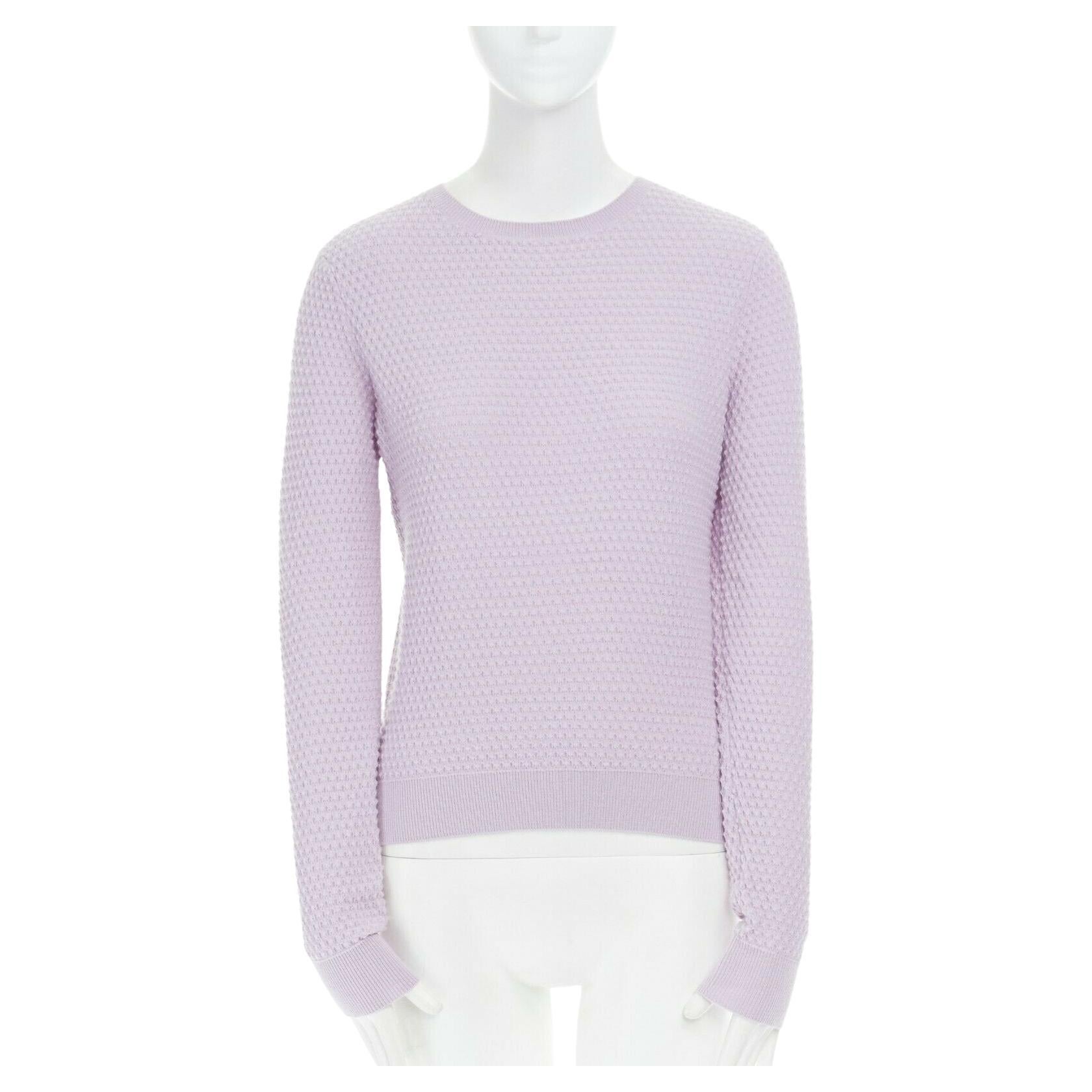 CARVEN wool blend pastel lilac purple textured knit long sleeve sweater top M