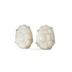 Carventurous Boucles d'oreilles en nacre sculptée à la main en argent sterling sculpté